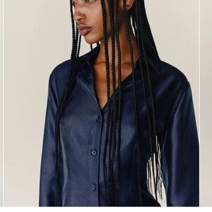 Reformation x Camille Rowe Nico Blouse in Riviera - NWT